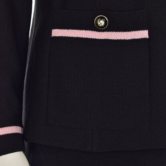 Vintage St. John Collection Cardigan Sweater in Black/Light Pink.  SZ S - Picture 3 of 7